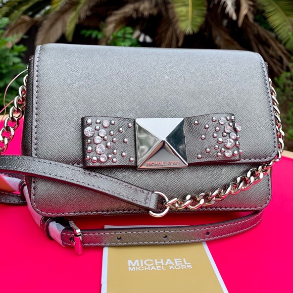Michael Kors Tina Small Clutch Leather Crossbody - Picture 1 of 8